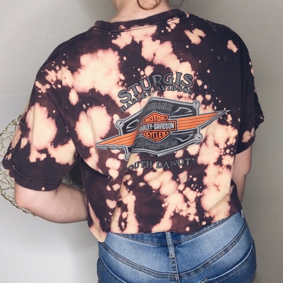 Harley Davidson Custom Bleach Crop Top - Picture 3 of 6